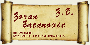 Zoran Batanović vizit kartica